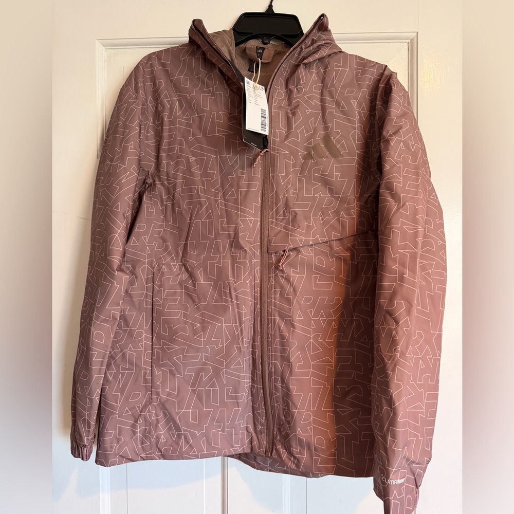 adidas Terrex Mauve Patterned Rain Jacket - waterproof and light weight.